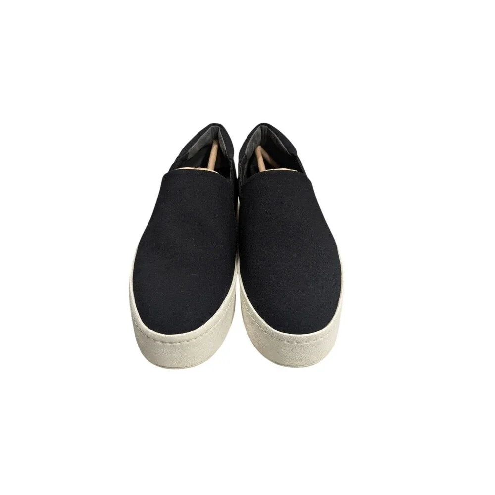 Vince Suede Warren Sneaker 7 M Black White Slip On Double Thick Rubber